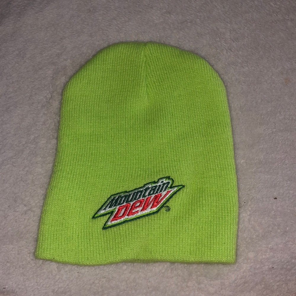 Mountain Dew beanie // lime green